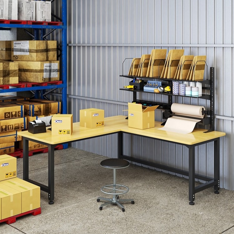 72x72 L-Shaped Workstation with Storage | Heavy-Duty Workbench